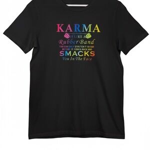 Women's Black Graphic Tee with Colorful Design